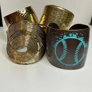 5 Cuff Bracelet Bundle Gold Bronze Plated Bangles Banana Republic